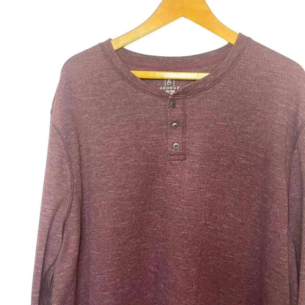George Men's Maroon Waffle‎ Knit Crew Neck Cotton Blend Pullover Size 3XL